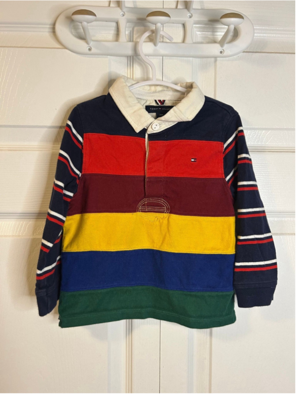 Vintage Tommy Hilfiger long sleeve Rugby colour block 24m